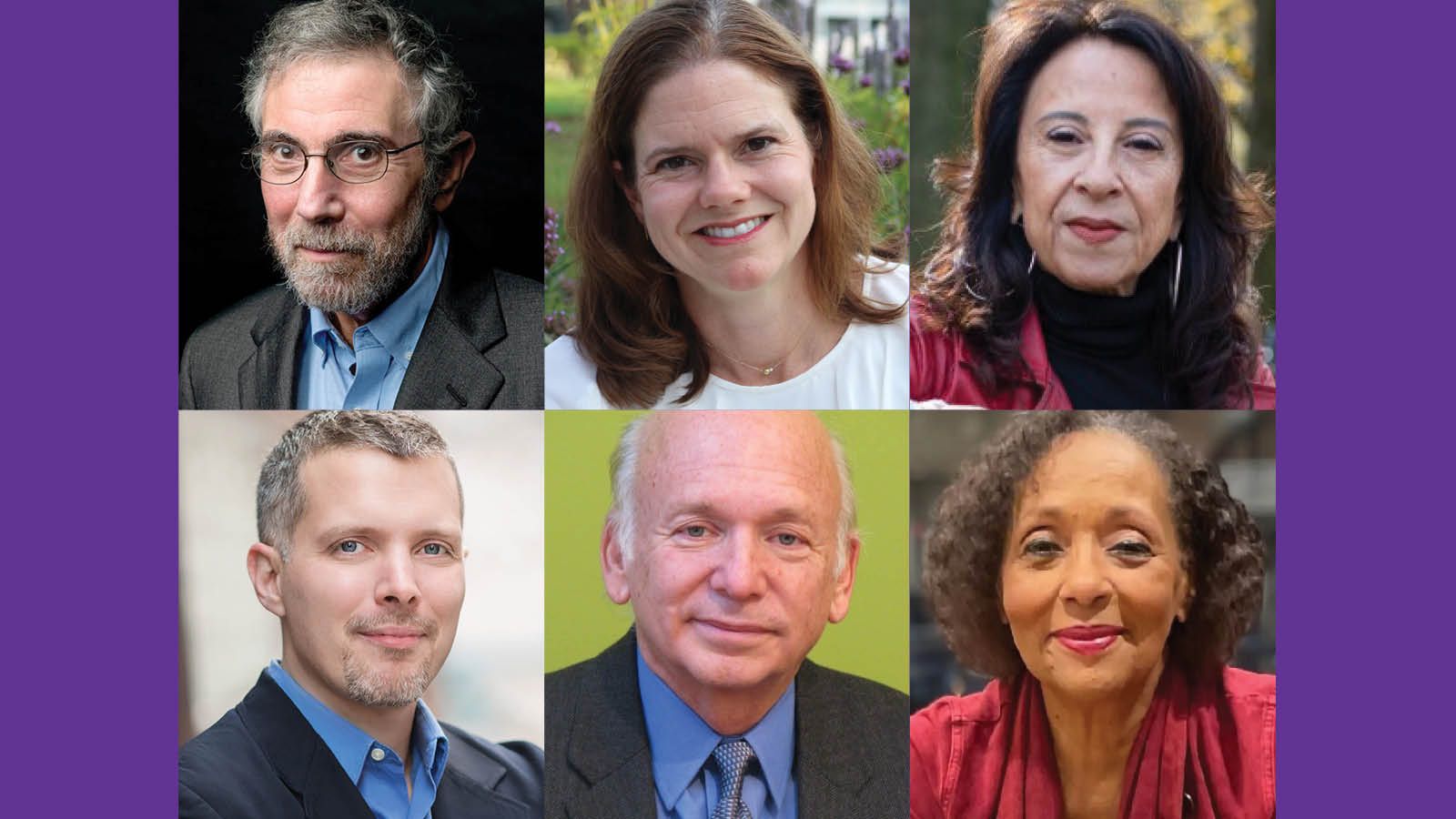 (From top left) Paul Krugman, Holly Fogle, and Maria Hinojosa (From bottom left) Luke Shaefer, Jeffrey Madrick,