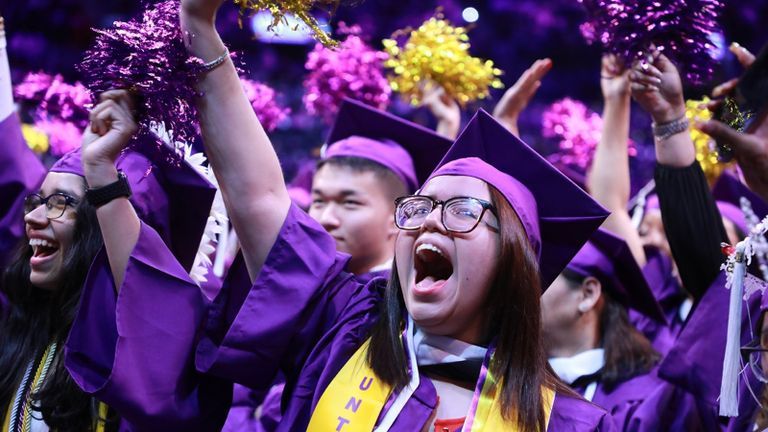 Graduates cheering