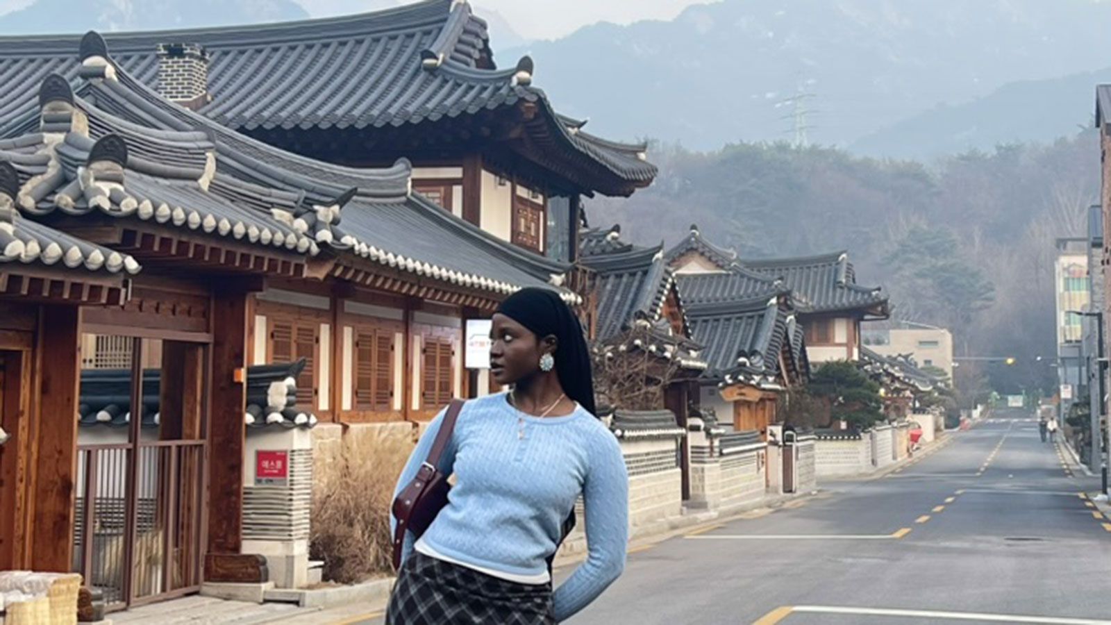 hunter student study abroad in Eunpyeong Hanok Village in South Korea