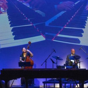 Bass and drummer performing at 92Y.