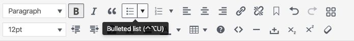 screenshot of where to find bullets in WYSIWYG