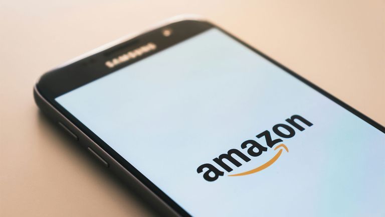 amazon logo on phone screen