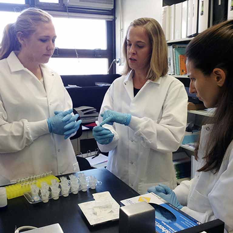 anthropology students in lab