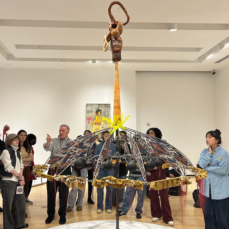 Students admire art at the Asia Society Museum