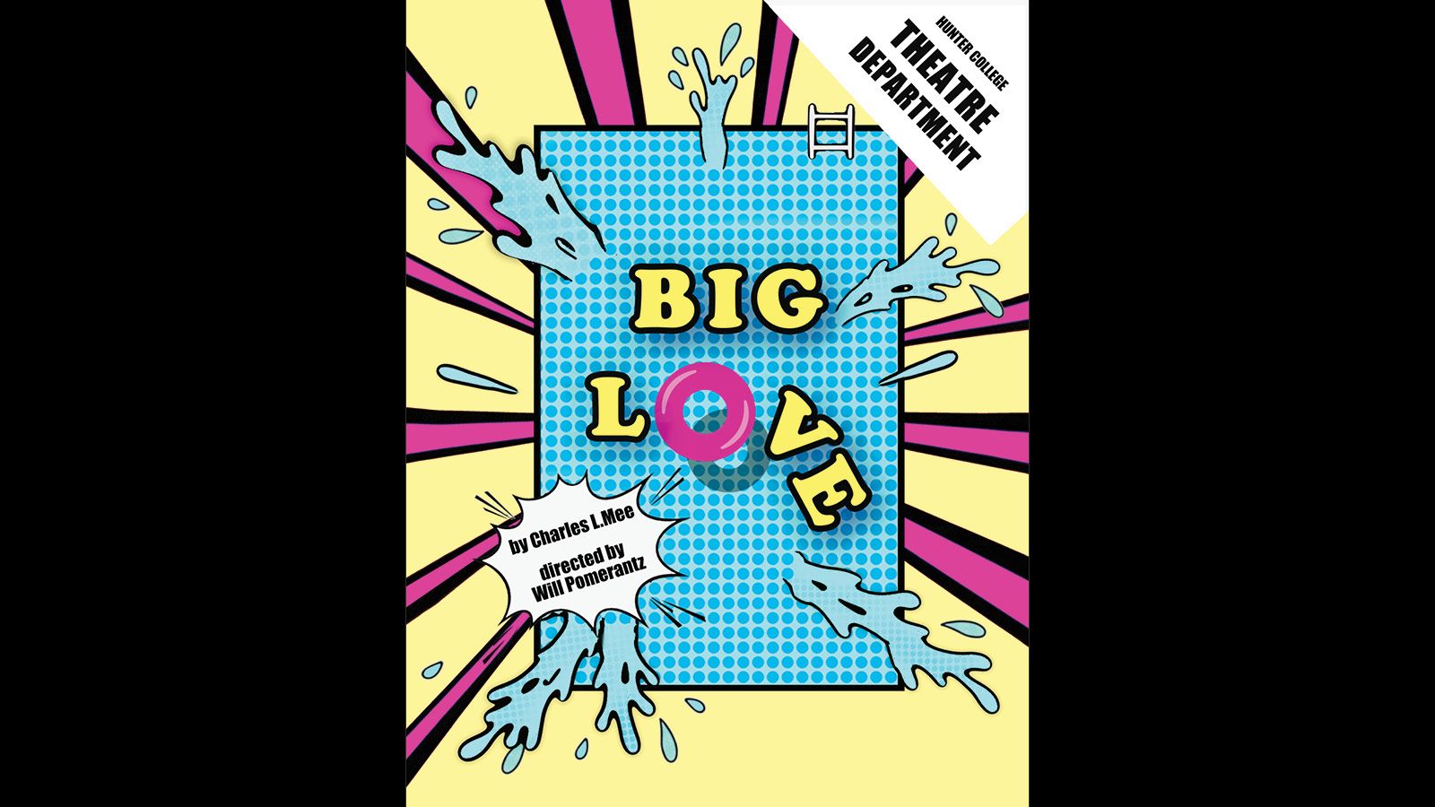 A pop-art style illustration of a pool with the title "Big Love" on it.