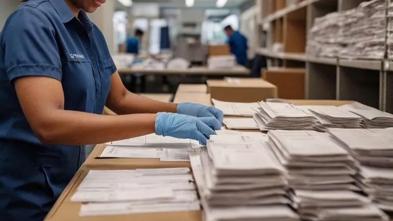 Person going through mail in an office