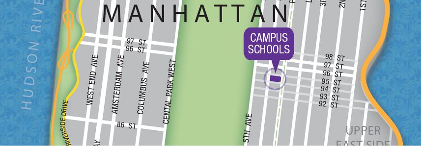 Map of Hunter College Campus Schools and surrounding area.