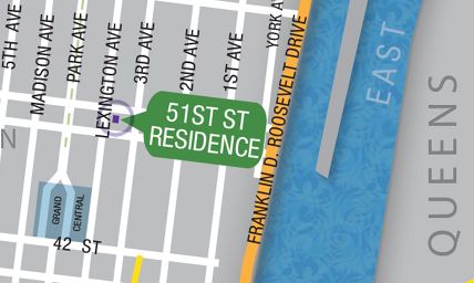 Map of the 51st Street Residence and the surrounding area.
