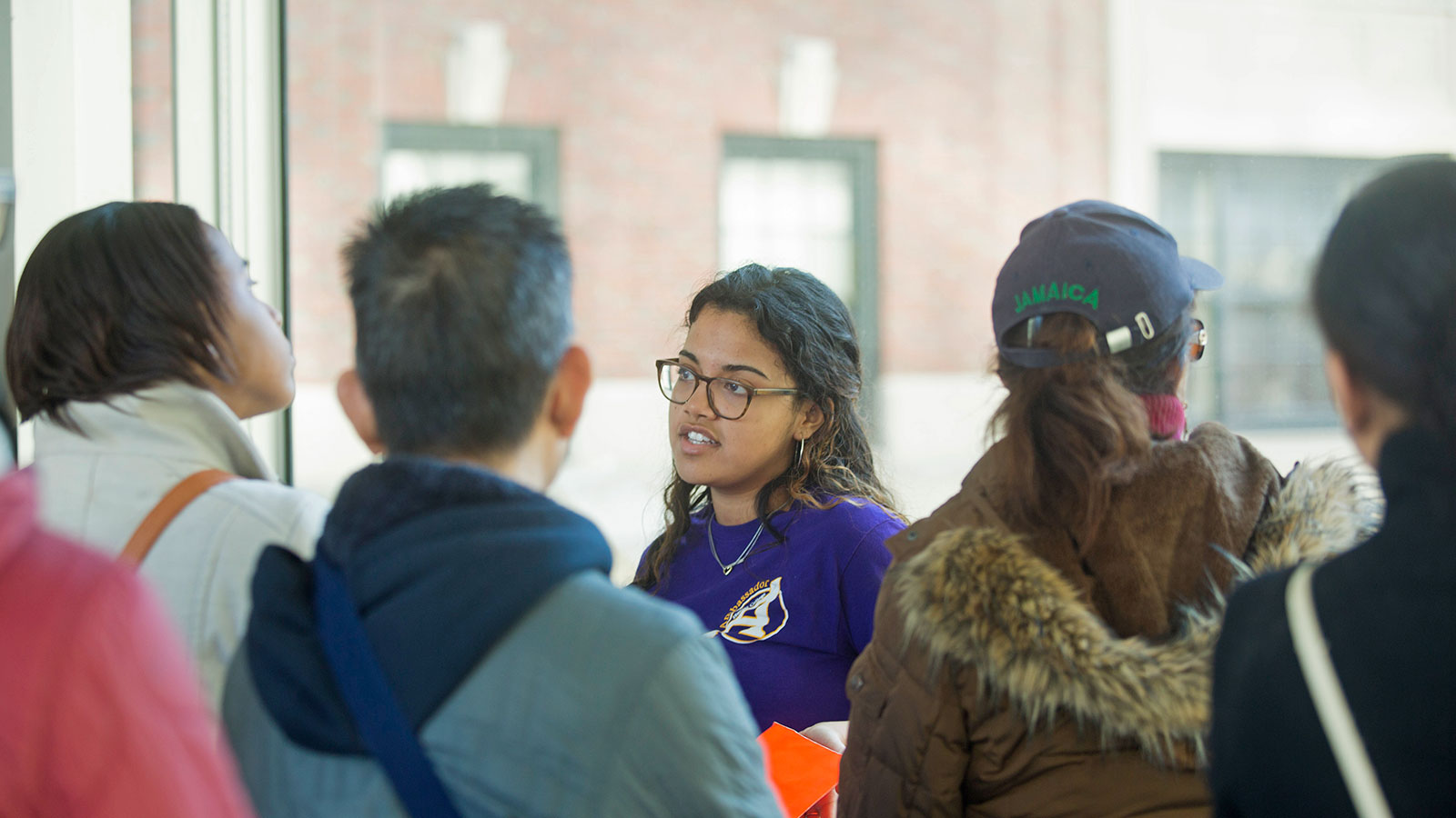 student ambassor showing prospects around campus