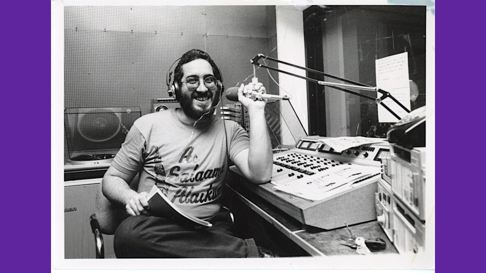 Photo of Ibrahim Gonzalez in the WBAI studio.