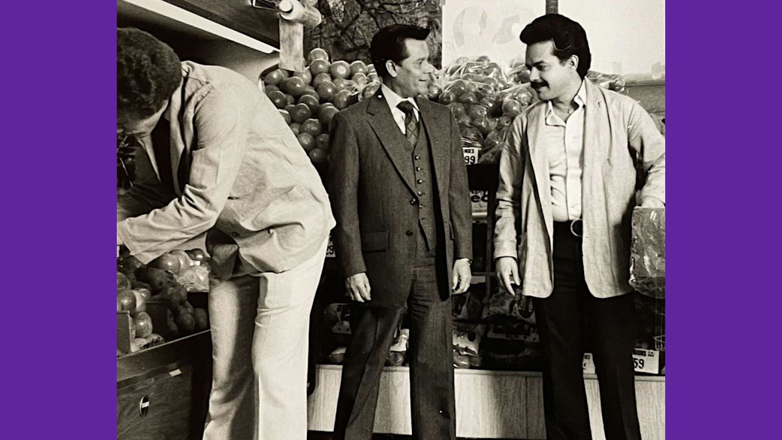 Photo of Johnny Torres (middle) at the opening of the Aurgo Soto's first Metro Superette. Johnny Torres Papers.