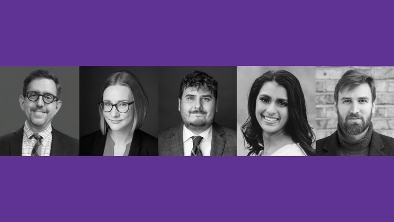 Black and white photos of Philip G. Swan, Laura Beltz, Ryne Weiss, Neetu Arnold, and John D. Sailer.