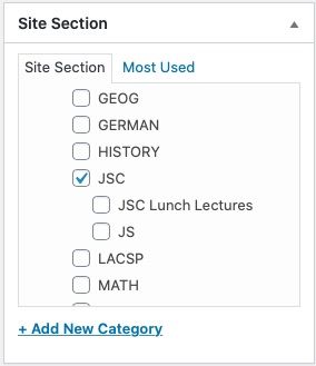 screenshot of site section module in wordpress cms
