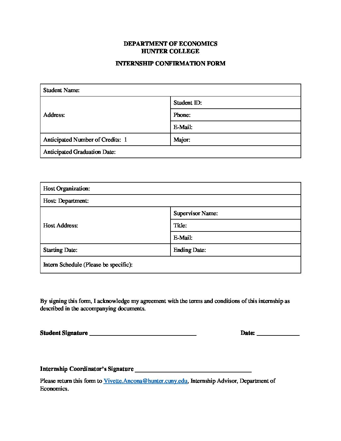 ConfirmationInternship Hunter College