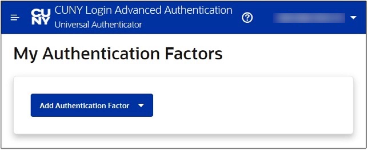 CUNY MFA Manage Auth Factors page