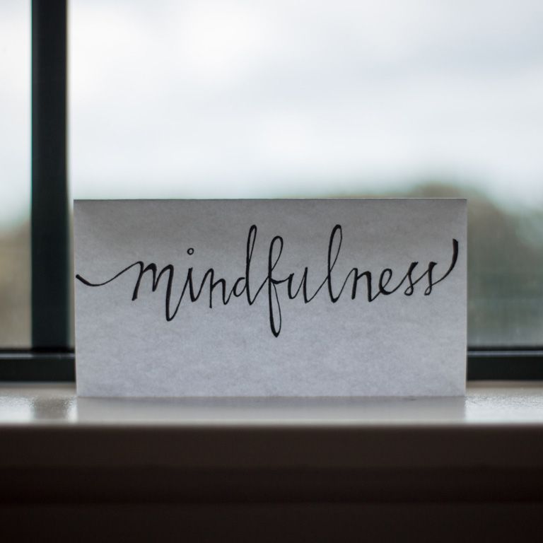 The word mindfulness, in calligraphy