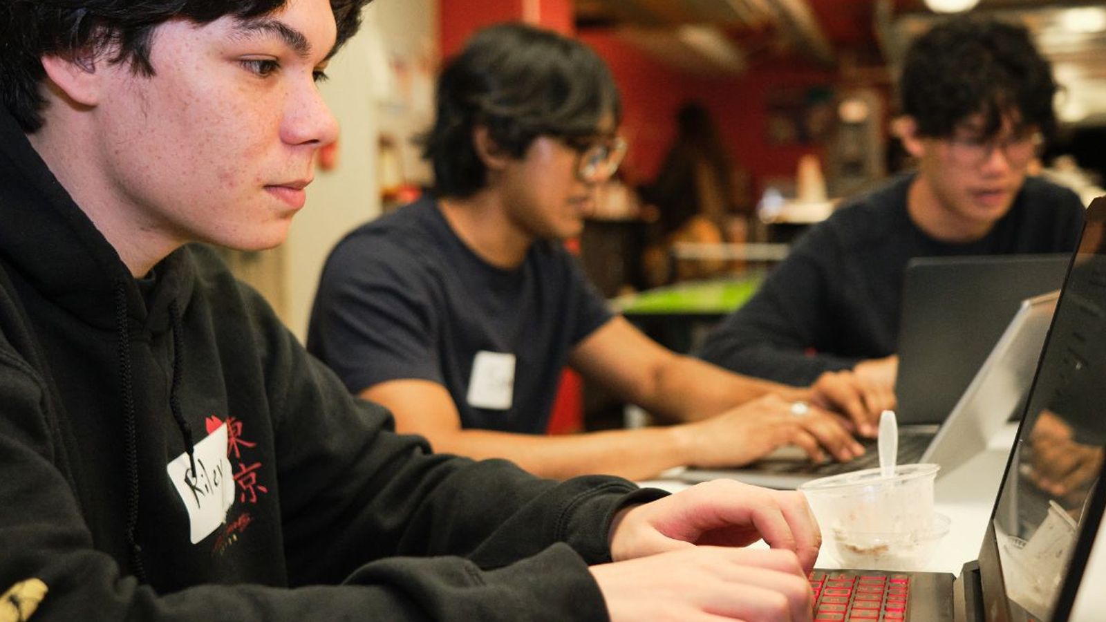 Students using computers