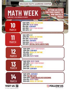 Math Week Schedule of Events