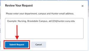 EHS Training - submit a request on brightspace