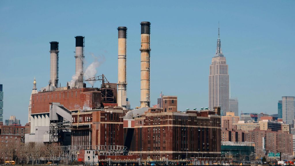 Image of a powerplant and the Empire State Building