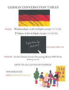 Fall 2023 German Conversation Tables Event Poster