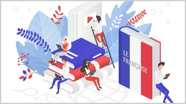 Illustration of students studying French