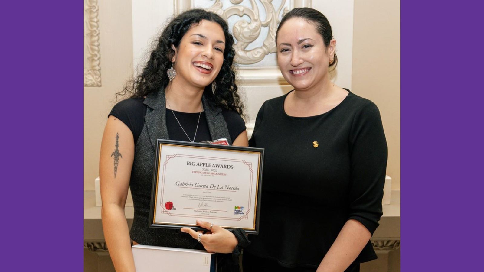 Gabriela Garcia De La Noceda with New York City Schools Chancellor Melissa Aviles-Ramos.