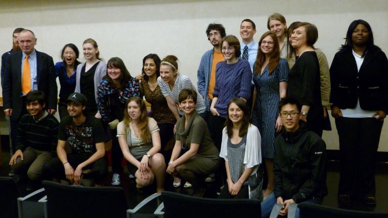 A German class at Hunter College poses for a photo.