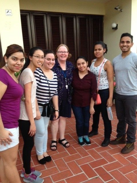 The Global Health Nursing Group arriving at at the Clínica de Familia La Romana in the Dominican Republic (from left to right: Leonela, May, Karen, Dr Hannigan, Maria, Mariel, & Felix)