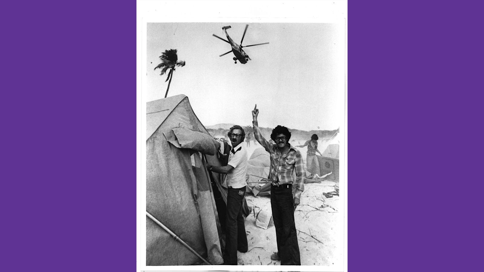 Helicoptero sobre campamento, Vieques, the Raquel Ortiz Mi Puerto Rico Film Collection.