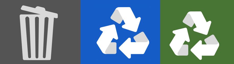 Image showing clip art of a trash can and the recycle symbol