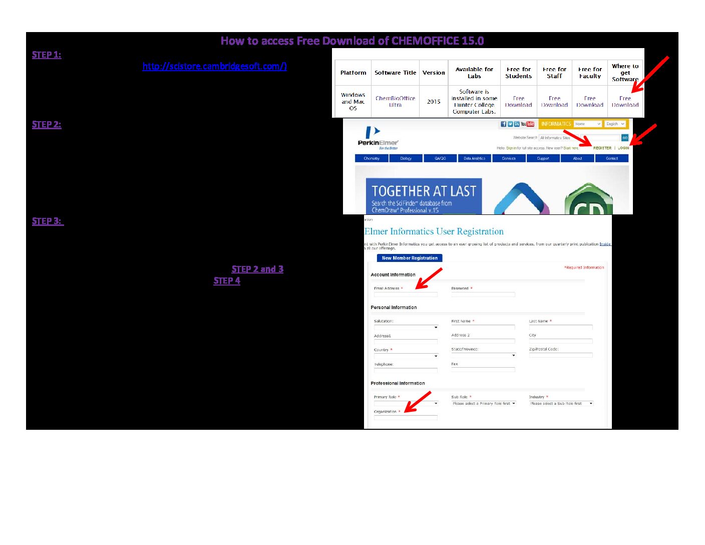How to access Free Download of CHEMOFFICE 15 Hunter College