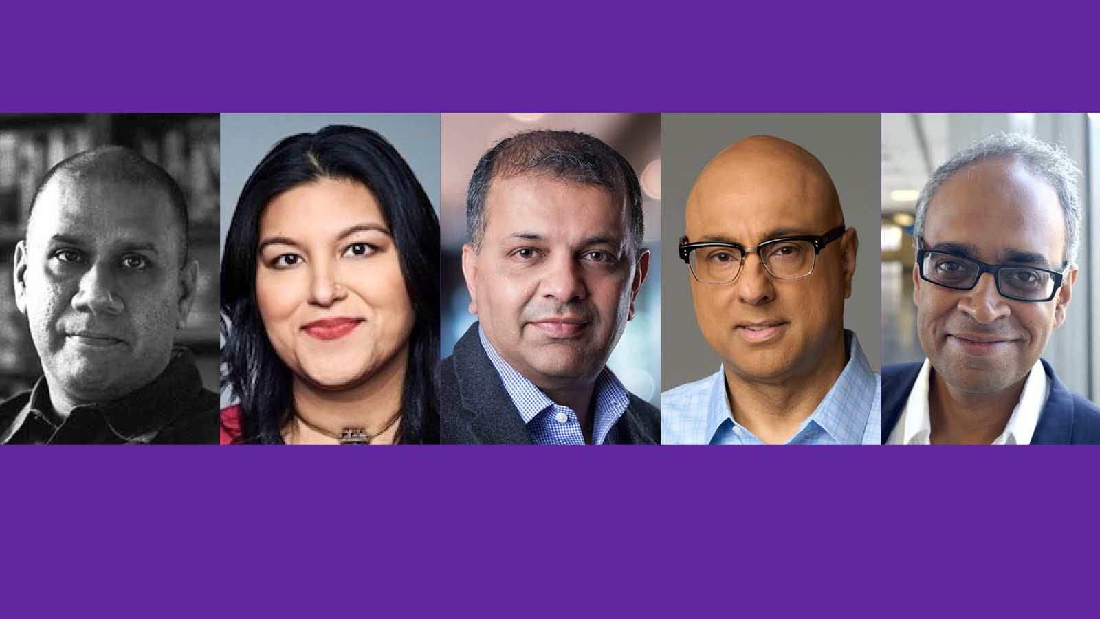 (From left) Naresh Fernandes, Mitra Kalita, Suketu Mehta, Ali Velshi, and Manu Bhagavan