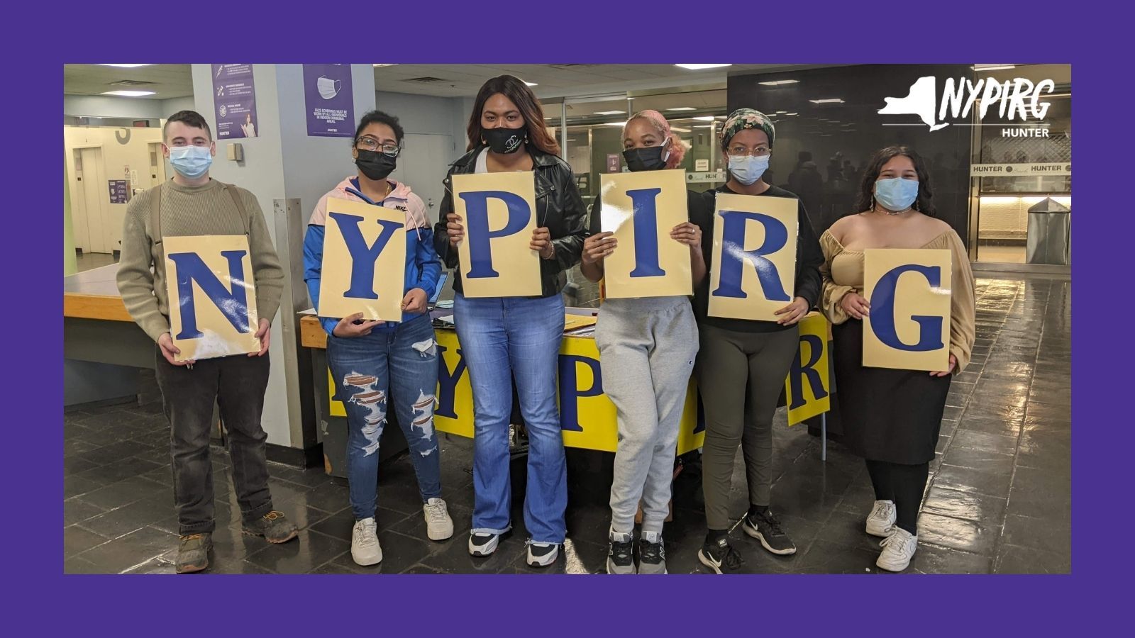 Hunter NYPIRG students participating in tabling on the 3rd floor of the West Building