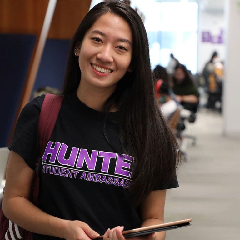hunter student in library