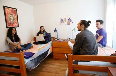 Hunter students talking in dorm room