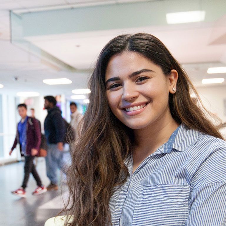 female transfer student smiling