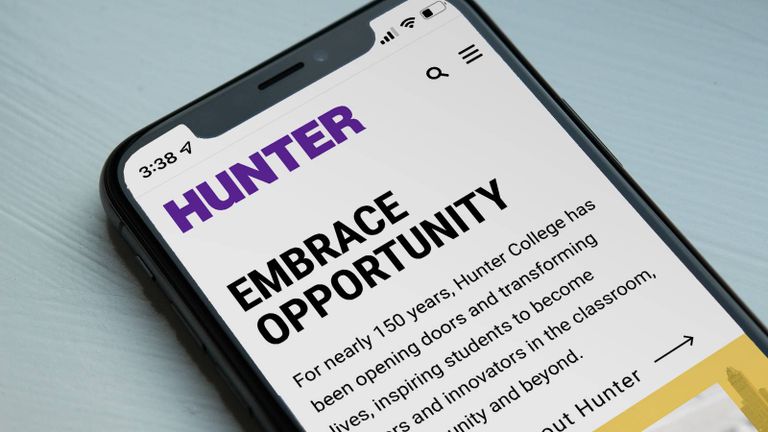 hunter homepage on mobile phone
