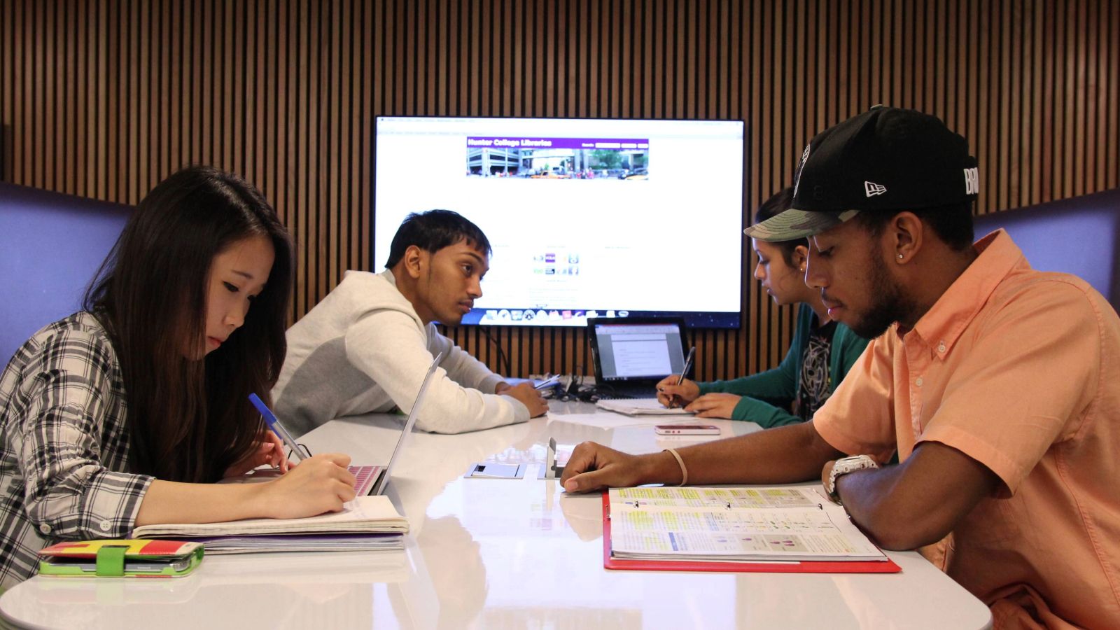 Hunter Students in the library.