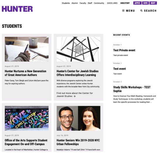Hunter news archive example screenshot