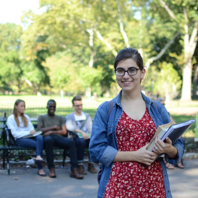 Hunter College students in the park.