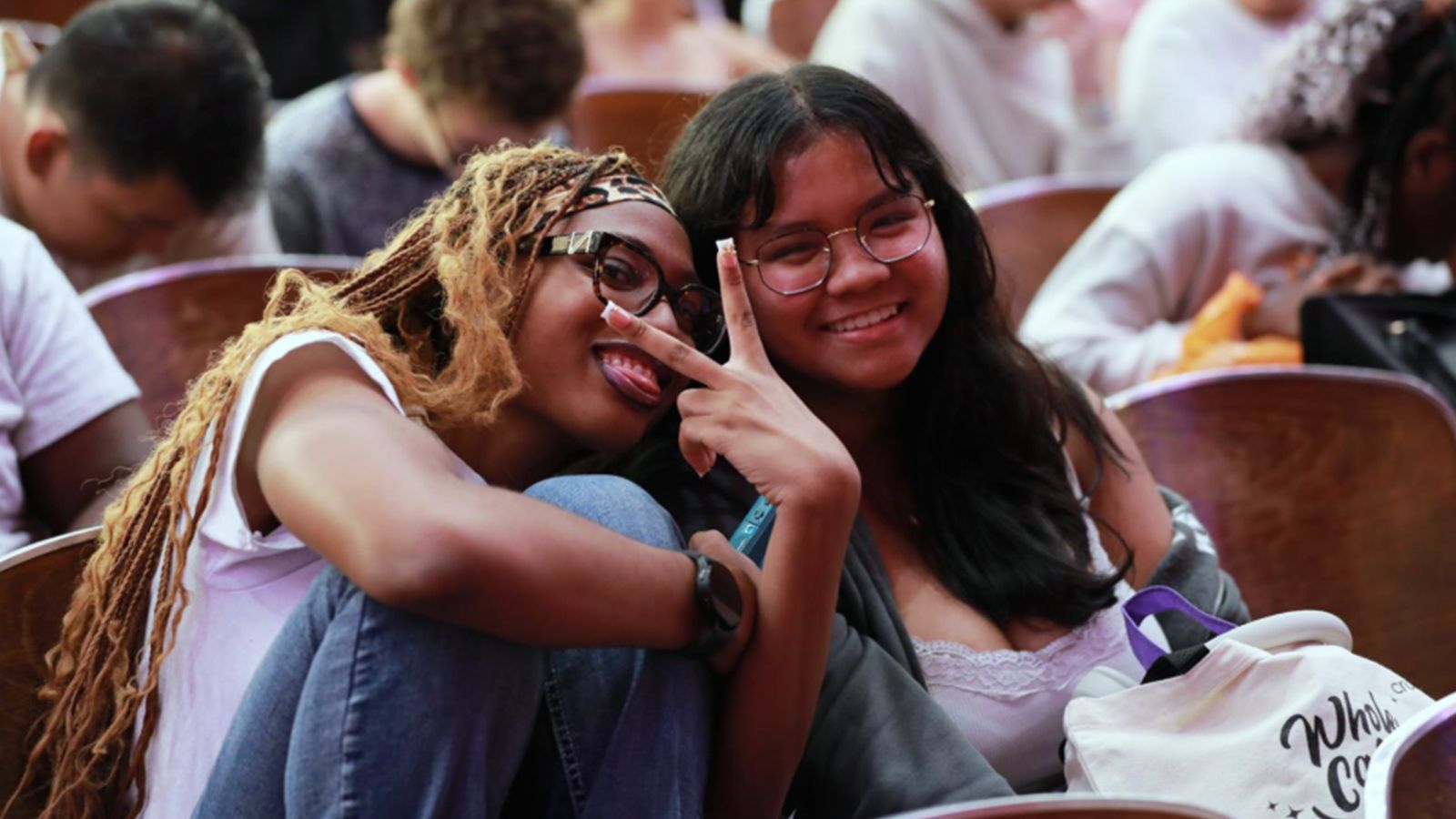 Hunter students smiling at convocation.