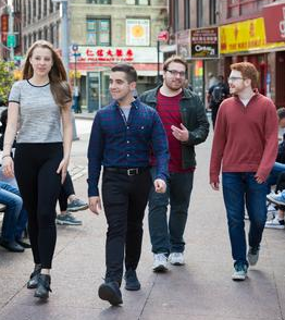 hunter students on nyc sidewalk