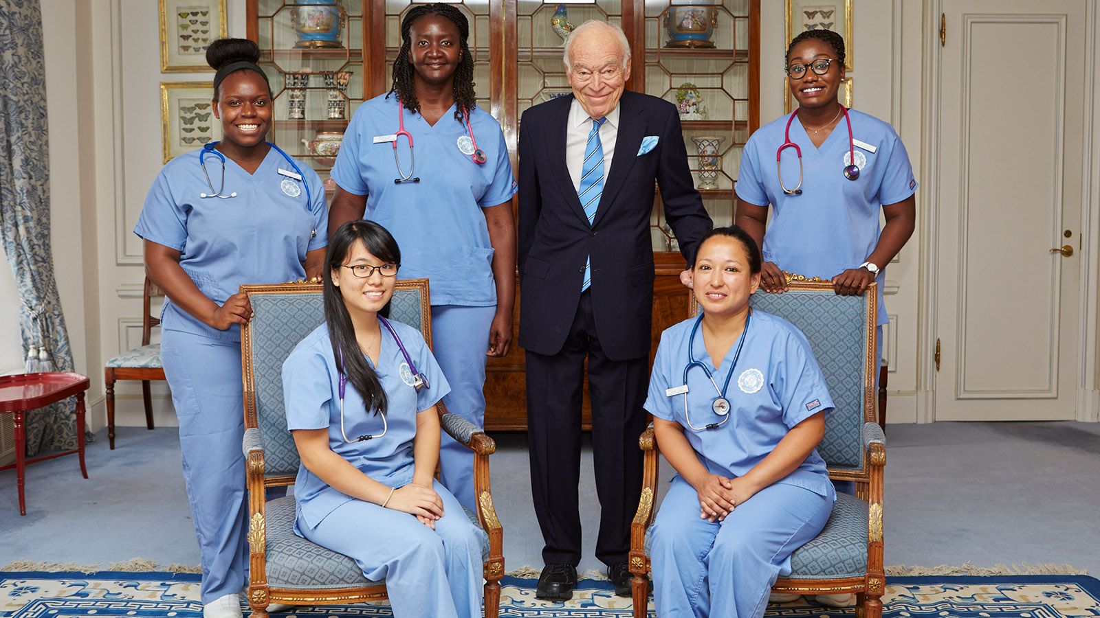 Leonard A. Lauder with students from Hunter College School of Nursing