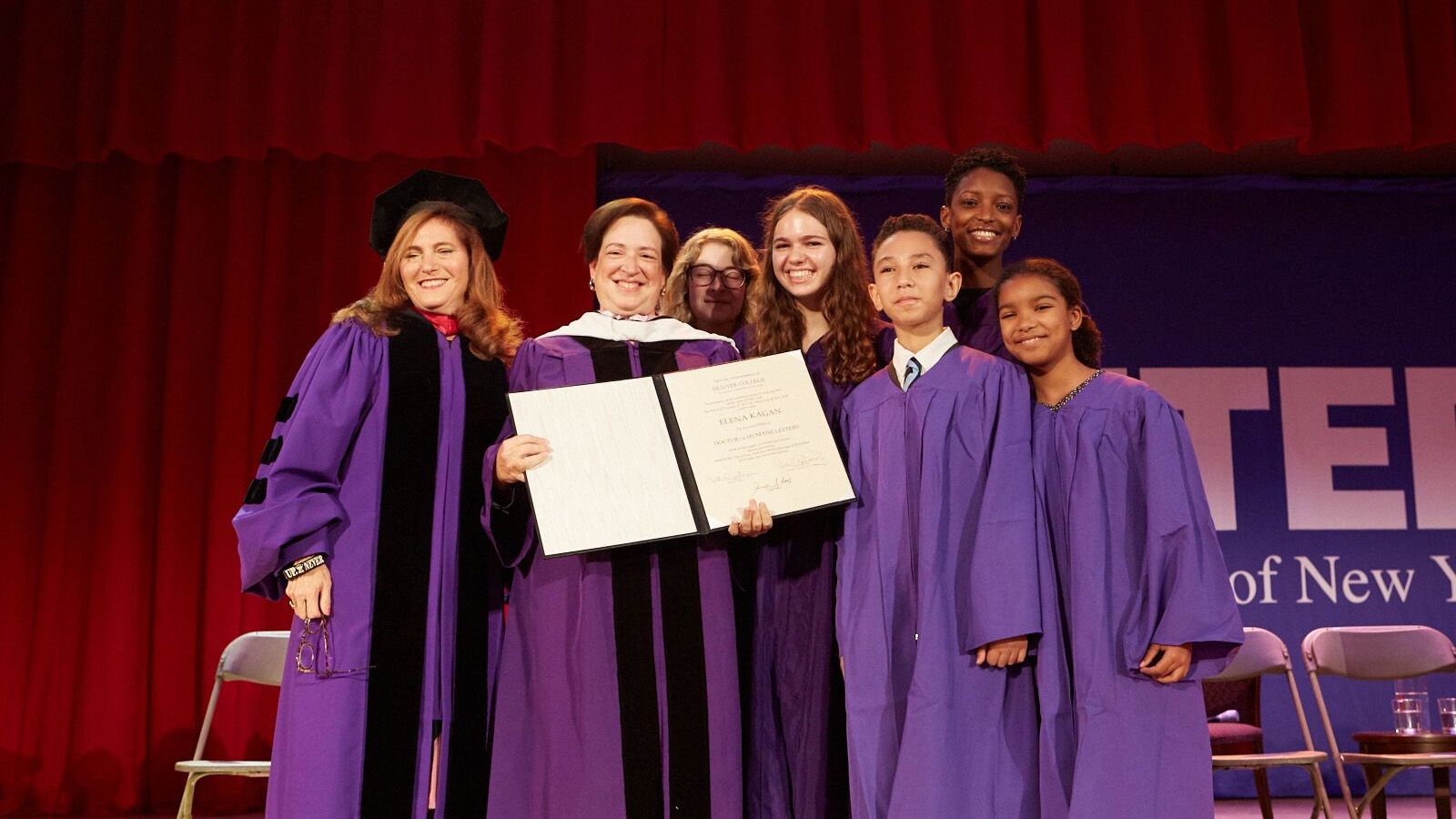 Supreme Court Justice Elena Kagan with students after receiving the honorary Doctorate of Humane Letters