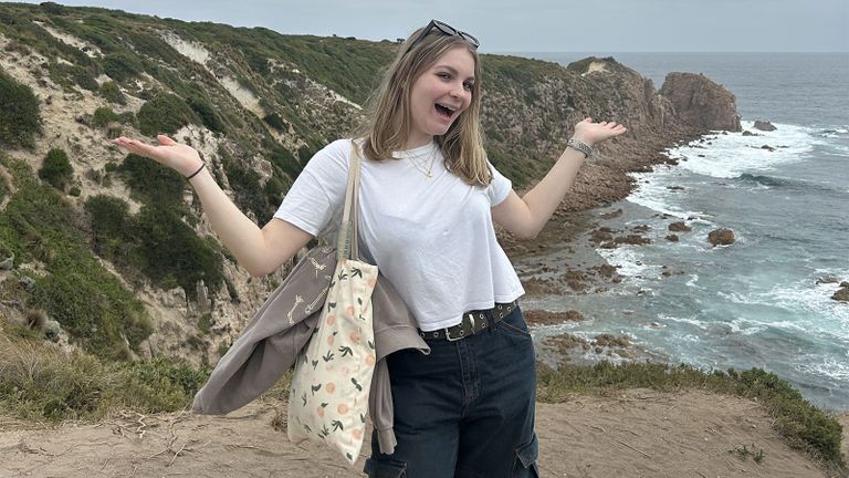 hunter student abroad by beach