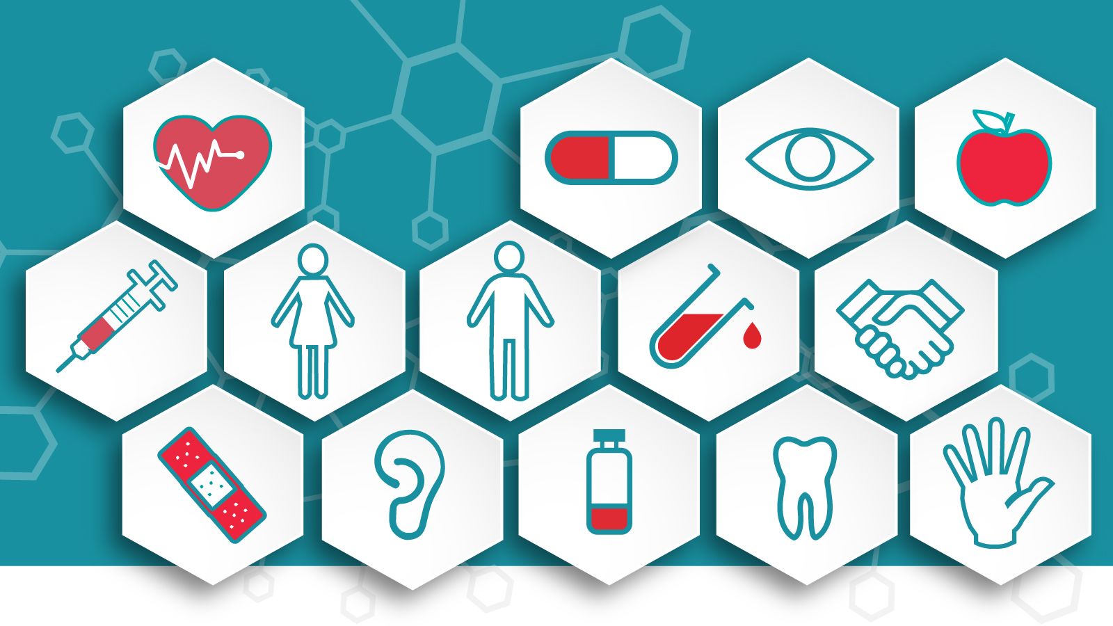 Illustration of various symbols for healthcare.