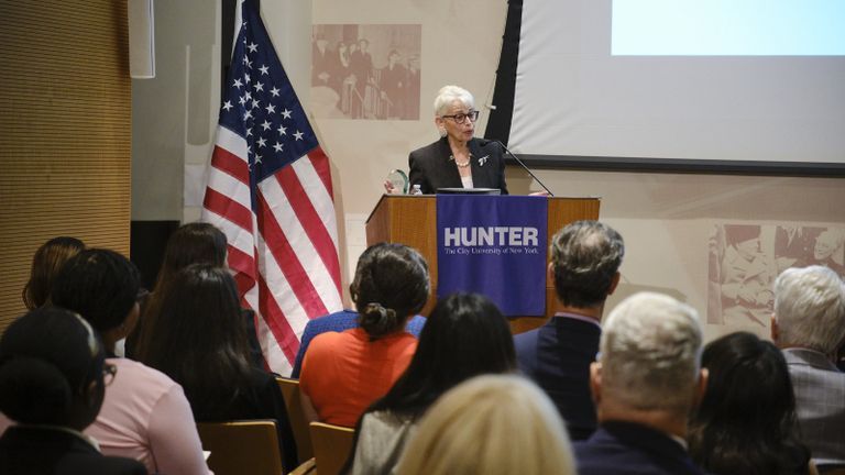 Judge Ruth Pickholz at lectern