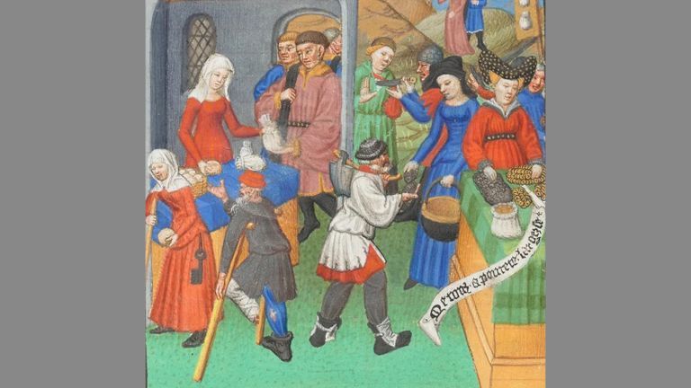 La voie de Povreté ou de Richesse (The Way of Poverty or of Wealth). Paris, France, 1430 [Free Library of Philadelphia, MS Widener 1, fol. 15v].