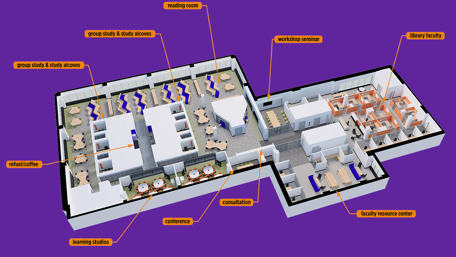 Library 5th floor rendering - aerial view 2